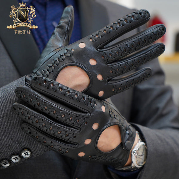Touch Screen Men's Gloves Winter Leather Gloves Men's Ultra-thin Single Leather Knitting Locomotive Driving Motorcycle Riding GlovesM-107