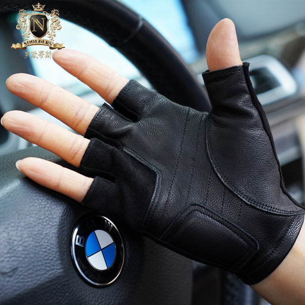 Men's cycling driving gloves anti-skid anti-fall bicycle driving half-fingered leather gloves for menM-104