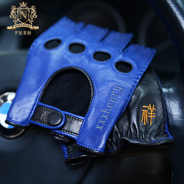 Privately Customized Series Italian Imported Lambskin Handmade Craftsmanship Men's Locomotive Driving Leather GlovesM-102.1