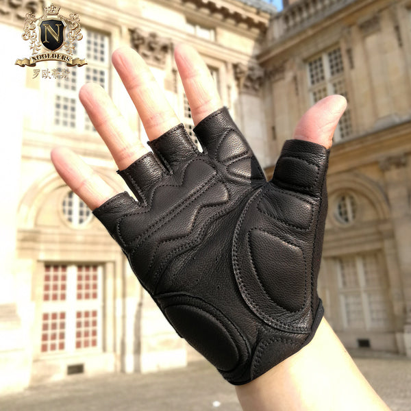 Men's Sports Locomotive Gloves Outdoor Riding Leather Gloves Motorcycle Gloves Half-fingered Leather Gloves MenM-53