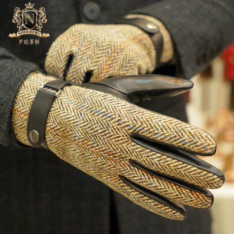 WALKER & HAWKES - Mens Scottish Harris Tweed Overcheck Country Leather  Gloves £35.95 - PicClick UK