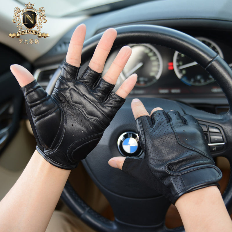 Men's Sports Locomotive Gloves Outdoor Riding Leather Gloves Motorcycle Gloves Half-fingered Leather Gloves MenM-53