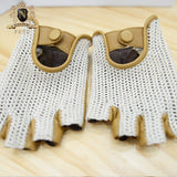 New Men's Locomotive Half-Finger Sheepskin Gloves Knitting Sports Outdoor Cycling GlovesM-61.1