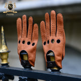 New Fall and Winter Men's Deerskin Gloves Retro Motorcycle Gloves Sports Harley Motorcycle Leather GlovesM-55