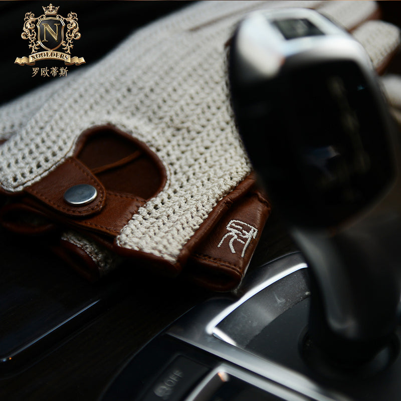 私人定制系列珍藏版纯手工钩织背匠心工艺意大利进口小羊皮型男机车手套M-66G